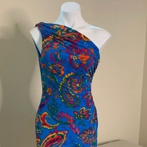 Ralph Lauren One shoulder tea length dress